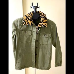 Dear John shirt jacket. Detachable faux fur collar.  NWT.  ANTHROPOLOGIE